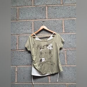 Floral Graphic Olive Green Top